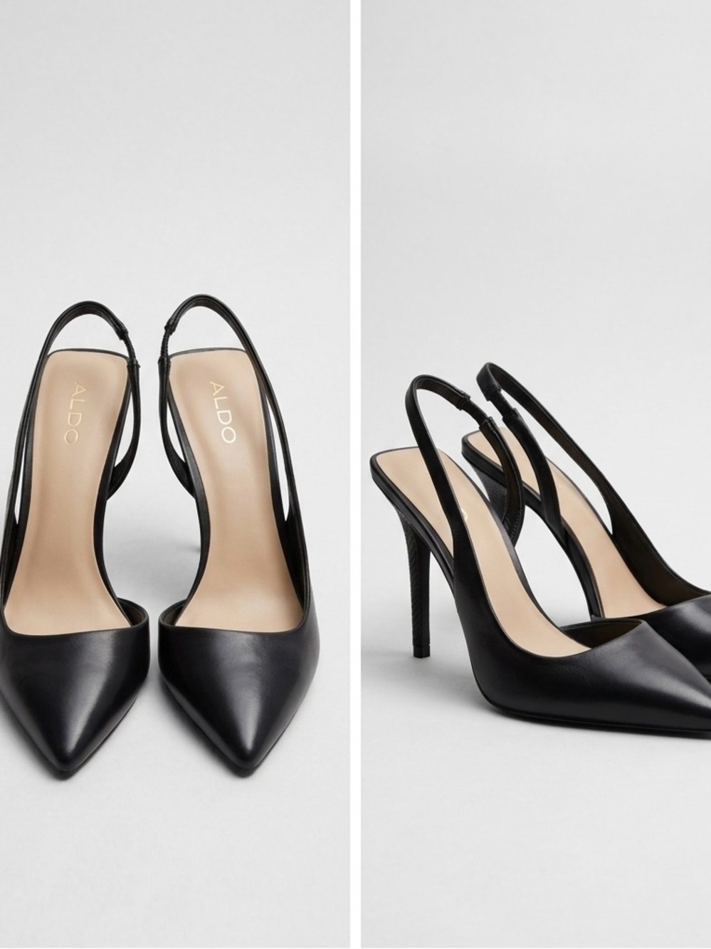 Aldo Black Pointed-Toe Slingback Pumps